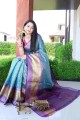 Saree in Teal  Silk with Weaving