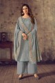Grey Satin Straight Pant Palazzo Suit in Satin