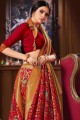 Ethinc Weaving Banarasi raw Silk Maroon Banarasi Saree Blouse