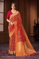 Adorable Maroon Banarasi raw Silk Banarasi Saree with Weaving