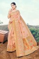 Stylish Pink Banarasi raw Silk Banarasi Saree with Weaving