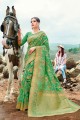 Banarasi raw Silk Banarasi Saree with Weaving in Green