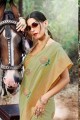Splendid Banarasi raw Silk Banarasi Saree in Green with Weaving