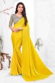 Weaving Chiffon Saree in Yellow with Blouse