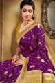 Purple Banarasi Saree with Weaving Silk