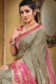 Grey Banarasi Saree with Weaving Silk