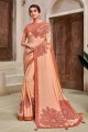Georgette Saree with Embroidered in Peach