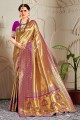 Banarasi raw Silk Banarasi Saree with Weaving in Purple