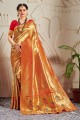 Luring Banarasi raw Silk Banarasi Saree with Weaving in Red