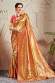 Ethinc Banarasi raw Silk Banarasi Saree with Weaving in Red