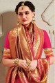 Impressive Weaving Banarasi Saree in Pink Banarasi raw Silk