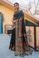 Weaving Tussar Silk Black Saree Blouse
