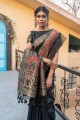 Weaving Tussar Silk Black Saree Blouse