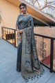 Weaving Tussar Silk Saree in Grey