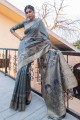 Weaving Tussar Silk Saree in Grey