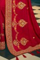 Stylish Chiffon Maroon Saree in Embroidered