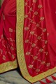 Latest Chiffon Maroon Saree in Embroidered