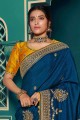 Chiffon Saree with Embroidered in Blue