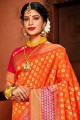 Orange South Indian Saree in Art Silk with Weaving