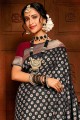 Black South Indian Saree with Weaving Art Silk