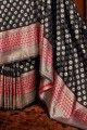 Black South Indian Saree with Weaving Art Silk