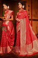 Art Silk Red South Indian Saree in Weaving
