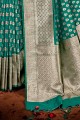 Art Silk South Indian Saree in Teal  with Weaving