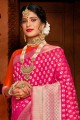 Pink Art Silk Weaving South Indian Saree with Blouse