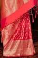 Tamato Red South Indian Saree in Art Silk with Weaving