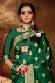 Green Banarasi Saree with Weaving Banarasi raw Silk