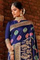 Banarasi raw Silk Banarasi Saree in Navy Blue with Weaving