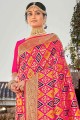Banarasi raw Silk Banarasi Saree in Pink with Weaving