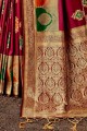 Banarasi Saree in Maroon Banarasi raw Silk with Weaving