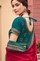 Traditional Maroon Embroidered Saree in Silk