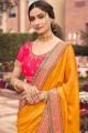 Silk Saree in Mustard  with Embroidered