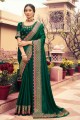 Latest Ethnic Green Embroidered Saree in Silk