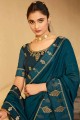 Chiffon Embroidered Teal Saree with Blouse