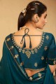 Chiffon Embroidered Teal Saree with Blouse