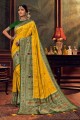 Chiffon South Indian Saree in Mustard  with Weaving
