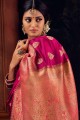 Pink South Indian Saree with Weaving Art Silk