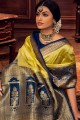 South Indian Saree in Yellow & Green Art Silk with Weaving
