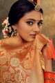 Cream South Indian Saree with Weaving Art Silk