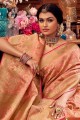 Pink South Indian Saree in Art Silk with Weaving