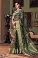 Chiffon Green Saree in Printed