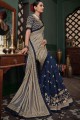 New Grey Saree with Embroidered Art Silk