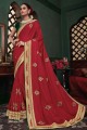 Embroidered Art Silk Saree in Maroon with Blouse