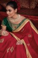 Embroidered Art Silk Saree in Maroon with Blouse