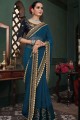 Art Silk Saree with Embroidered in Teal 
