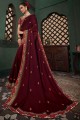 Saree in Maroon Art Silk with Embroidered