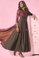Enticing Brown Cotton and silk Kurti